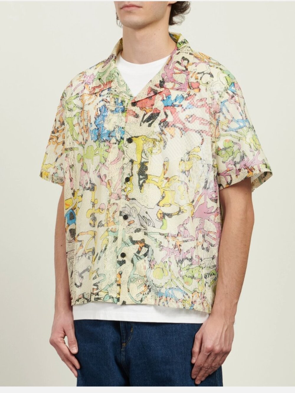 Brain Dead "Stu" Engineered Mesh Short Sleeve Button Up Shirt